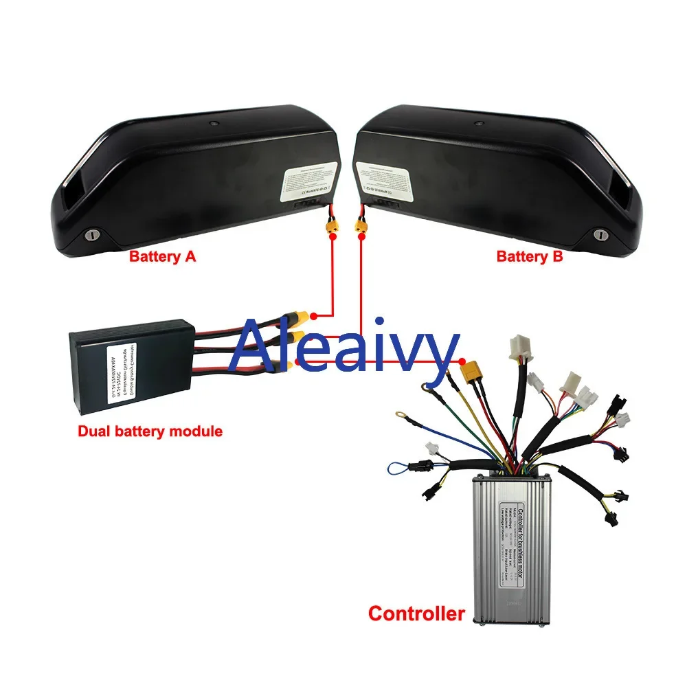 Dual battery connector， for Hailong 20V-72V 20A 30A 40A 18650 battery pack ,to increase capacity by parallel balancing module