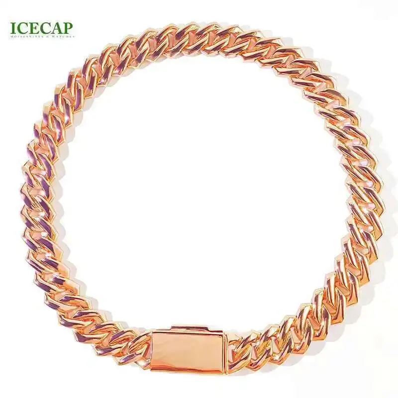 

Icecap оптовая продажа хип-хоп кубинская цепочка 20 мм 24 дюйма 4 ряда с покрытием из розового золота Iced Out муассанит с бриллиантами кубинская цепочка-цепочка ожерелье