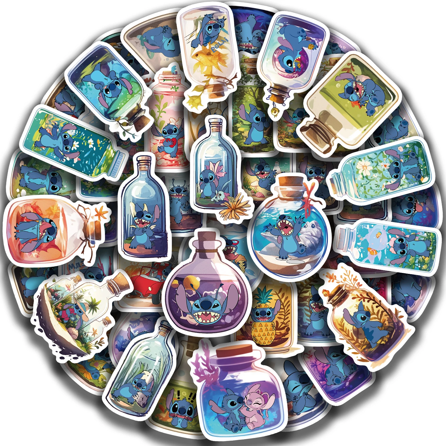 

50PCS Stitch in a Bottle Disney Sticker DIY Diary Laptop Luggage Skateboard Graffiti Decals Funny Anime Stickers