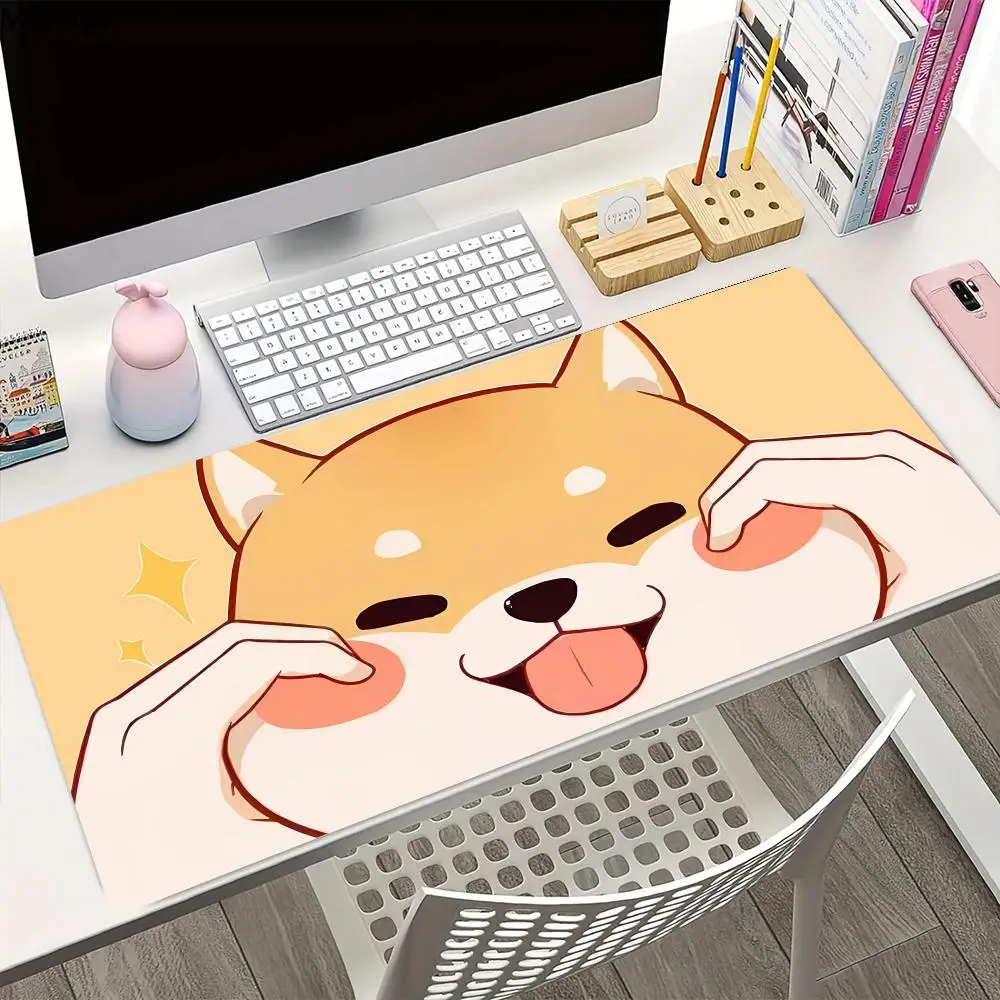 Süßes Kawaii Shiba Inu Mauspad, großes Computer-Büro-Spiel, Tischsets, Gummi, rutschfeste Gaming-Tastatur, Mauspad, lange Schreibtischunterlage