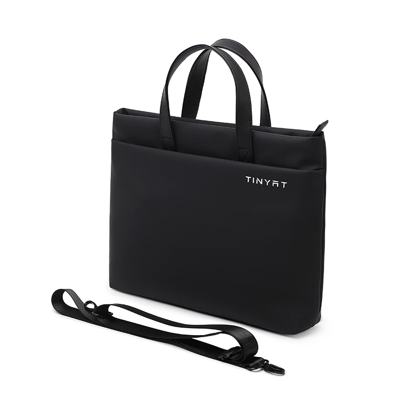 TINYAT Women's 13 Inch Computer Bag Men's PU Letter Pattern Handbag Multi Color Travel Bag for Daily Use and Outdoor Travel