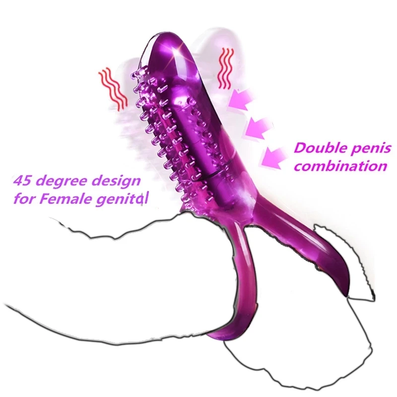 Anillo vibrador doble para pene para hombres, retraso de tiempo, anillos dobles, Juguetes sexuales para alargar el clímax, mejora la capacidad