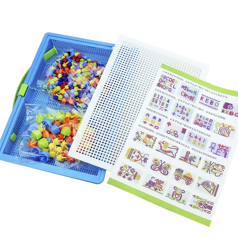 296 pièces champignon ongles bricolage Puzzle jouets éducatifs pour enfants Montessori 3D Puzzle fait à la main jeu de Table enfants cadeaux