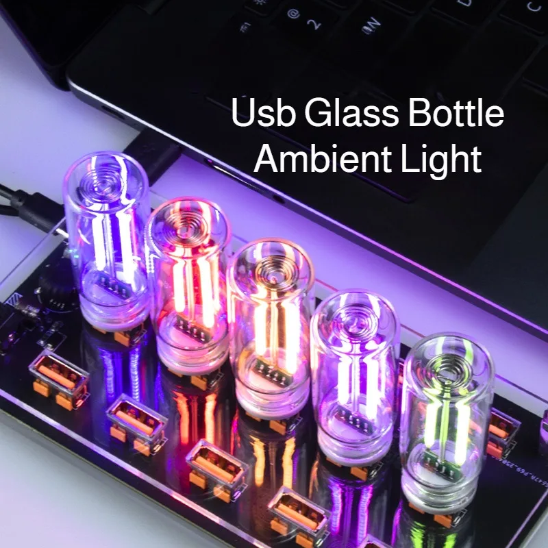 Portable night light, touch-adjustable ambient light, bedroom bedside touch night light, plug and play, glass bottle night light