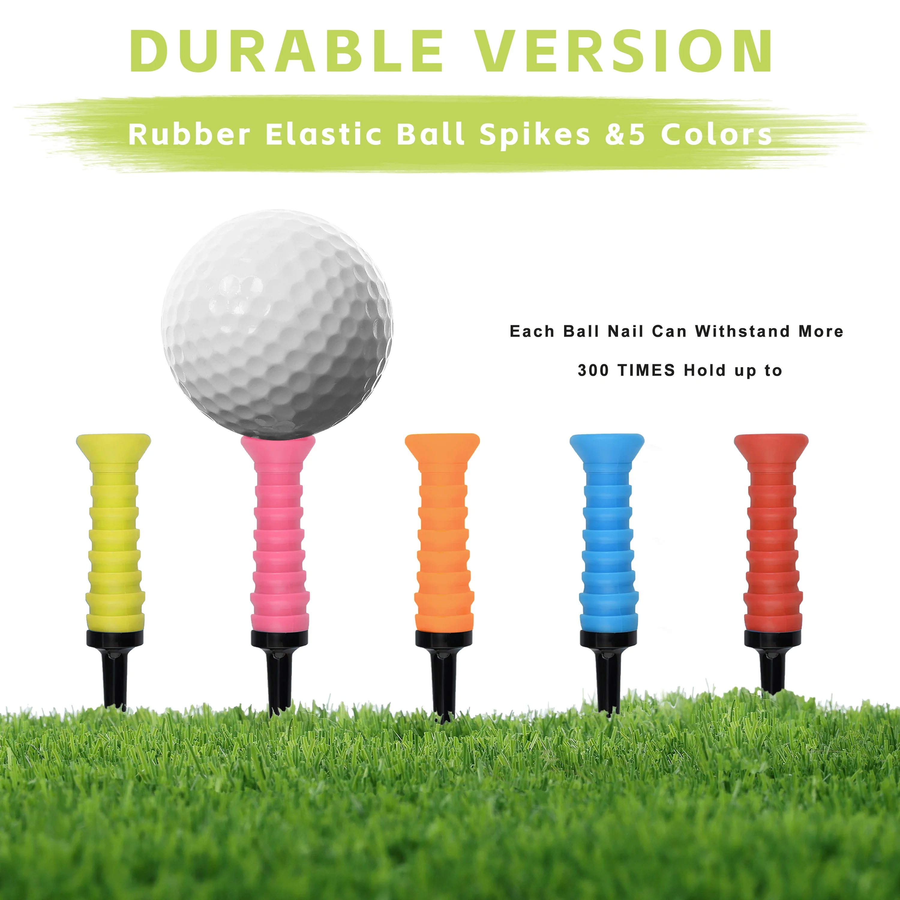 

360° Flexible Rubber Golf Tee, 3.27 Inch / 83 mm, Durable Low-Friction Golf Tees, Assorted Colors, for Regular Golfers