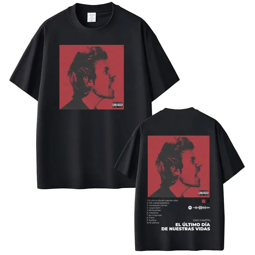 Dani Martín Concierto Años Album T-Shirt, Unisex Retro Hip Hop Pure Cotton Loose Short Sleeve Streetwear T-shirt