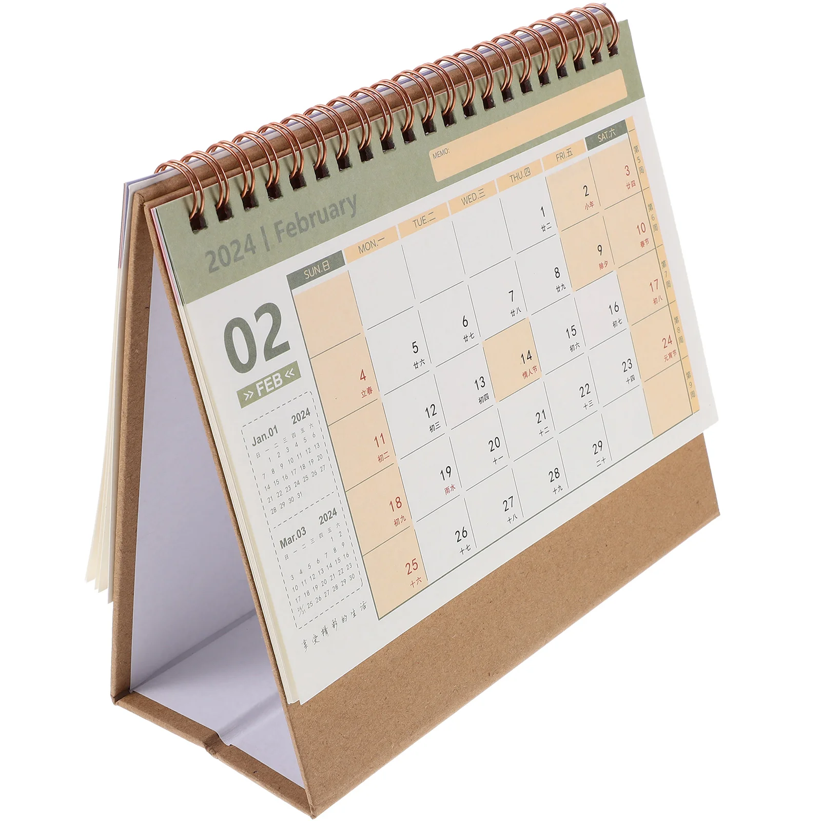 

2024 Desk Calendar Office Desktop Table Calendars Flip for Small Decoration Standing Pocket