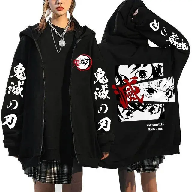 Demon Slayer Blade Kapuzenjacke mit Reißverschluss, Herren-Kapuzenpullover mit Reißverschluss, Y2K Herbst- und Winterjacke, Unisex – Detail 3