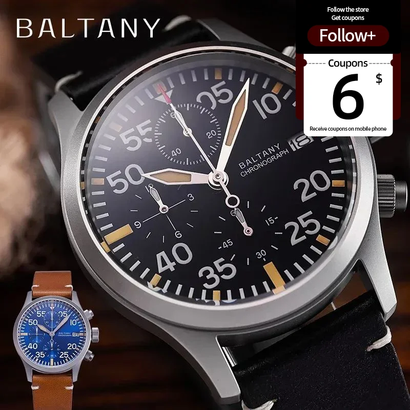 Luxury Quartz Chronograph Reloj De Hombre Elegante VK67 Waterproof 10Bar Calendar Window Vintage 39MM Military Wristwatches