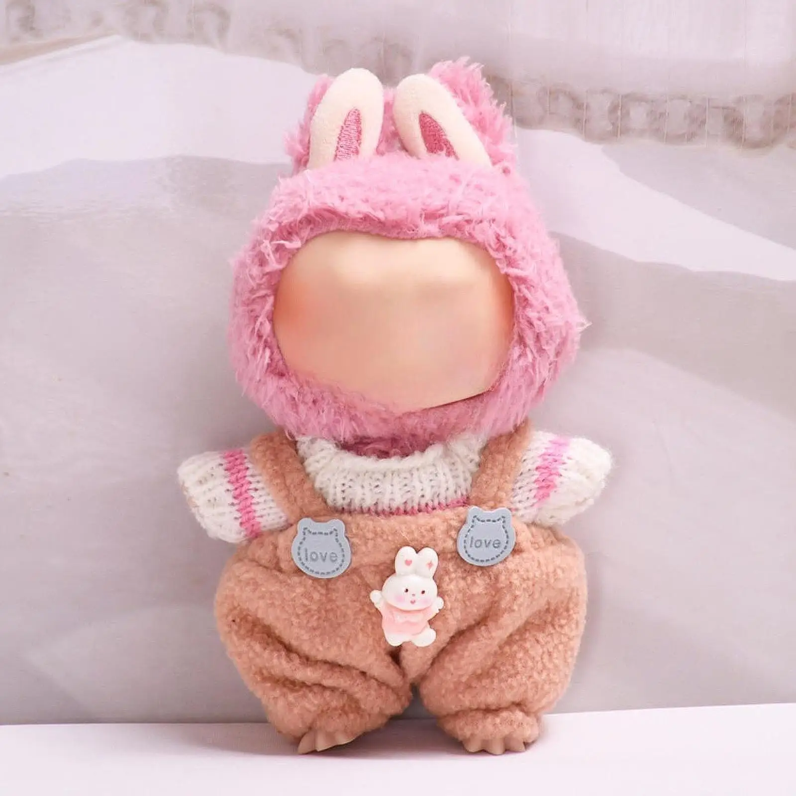 

2x Dolls Suspender Pants with T Shirt Costume Accs, Miniature Clothes Outfits for 15-17cm Dolls Halloween Gifts