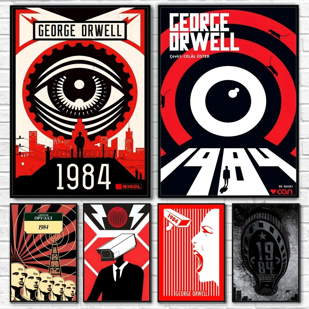 

1984 G-George O-Orwell Poster Room Home Living Bed Room Bar Hallway Sticky Wall Art Printing Waterproof Aesthetic Decor