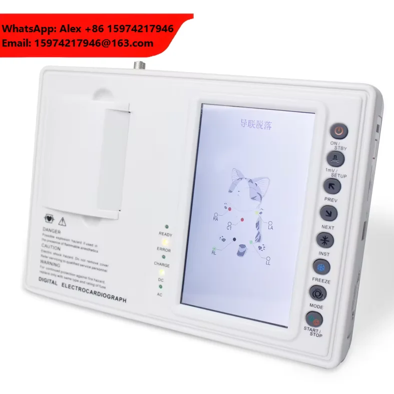 Portable 3-Channel Real Time Heart Rate Monitoring Veterinary ECG Monitor Electrocardiograph For Animals