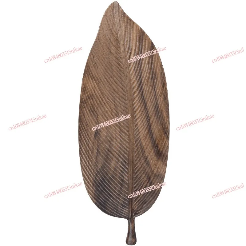 

Поднос для чая в форме листа из черного ореха | Креативная тарелка для сухого заваривания чая, тарелка для закусок и выпечки, деревянный столик для чайной церемонии Кунг-фу