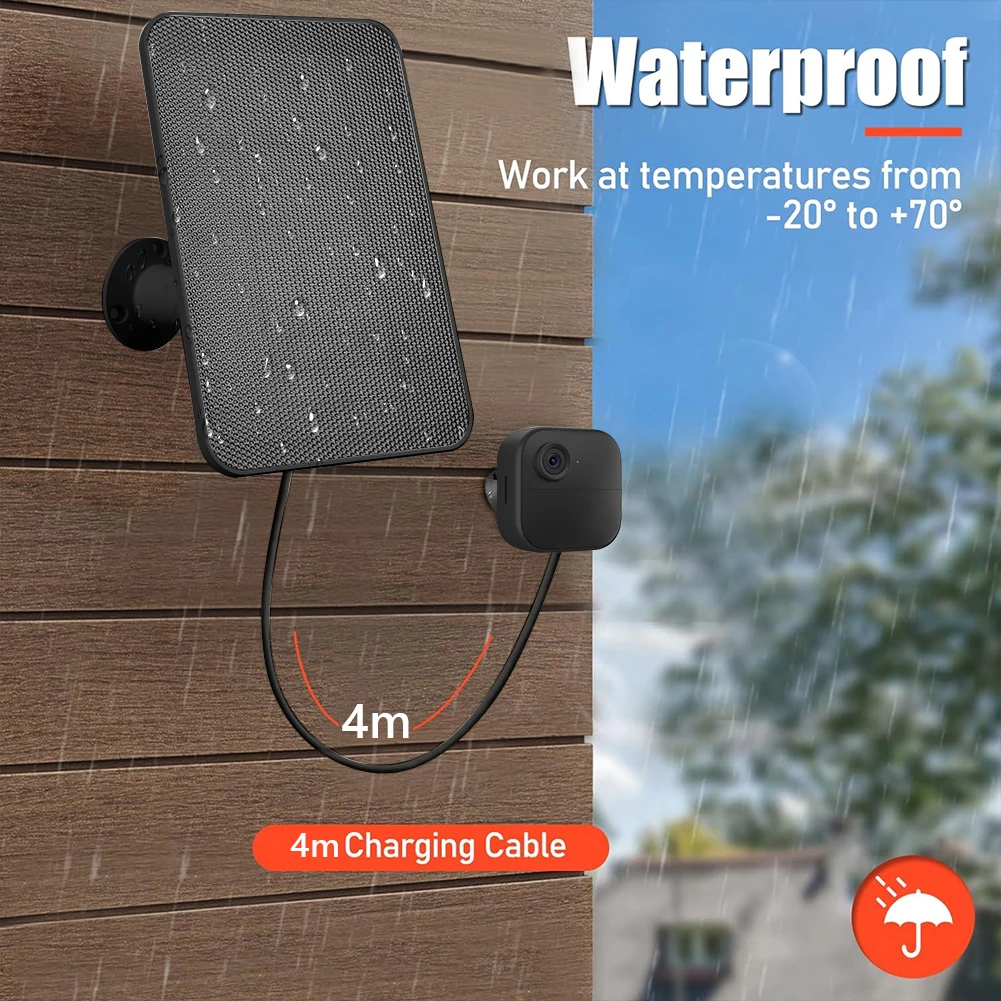 20W Solar Panel 5V Waterproof Outdoor Camera Solar Panel Wall Mount Brackets for Blink Outdoor 4 (4th Gen) Security Cameras