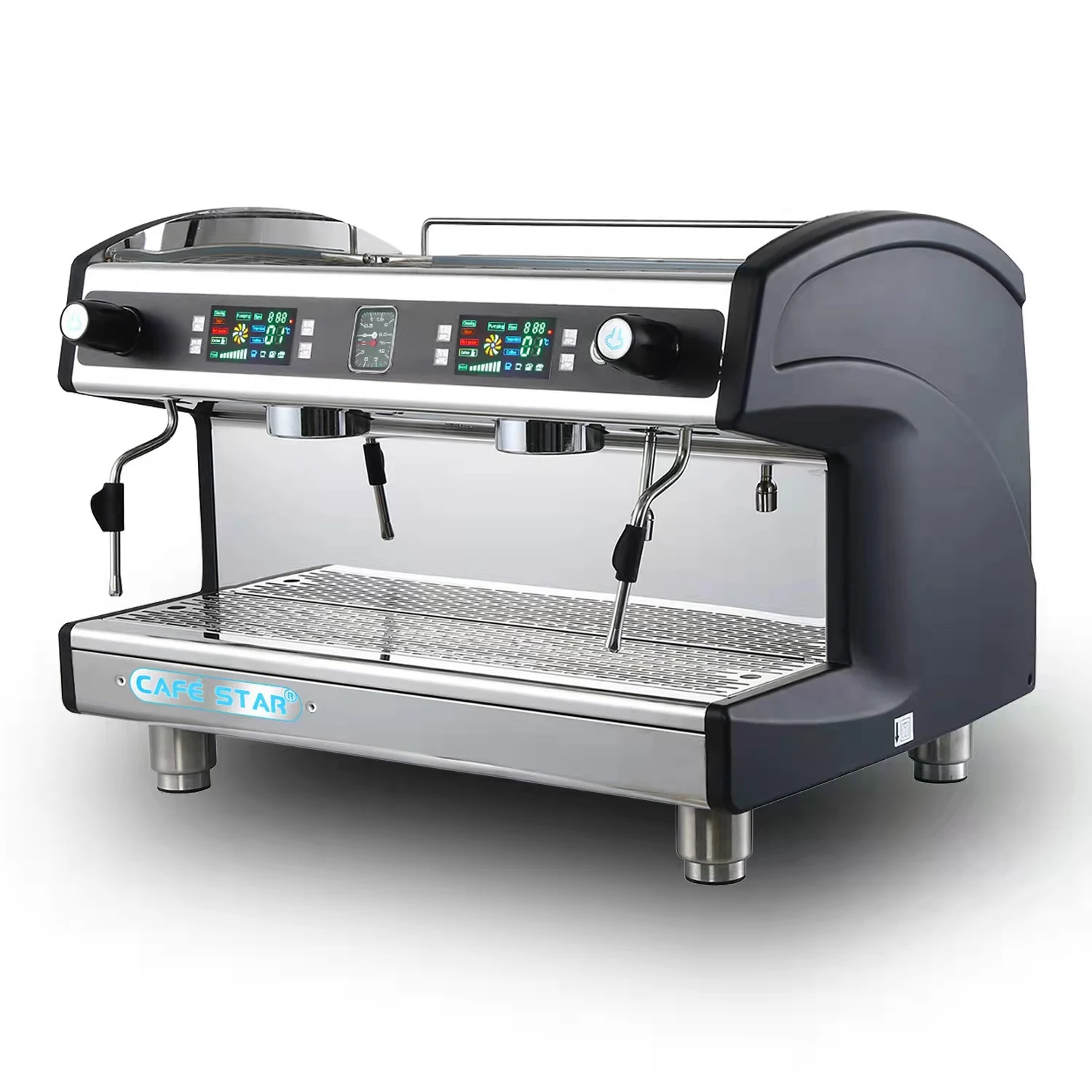 Macchina per caffè espresso italiana macchina da caffè elettrica semiautomatica in acciaio inossidabile con due teste preparate