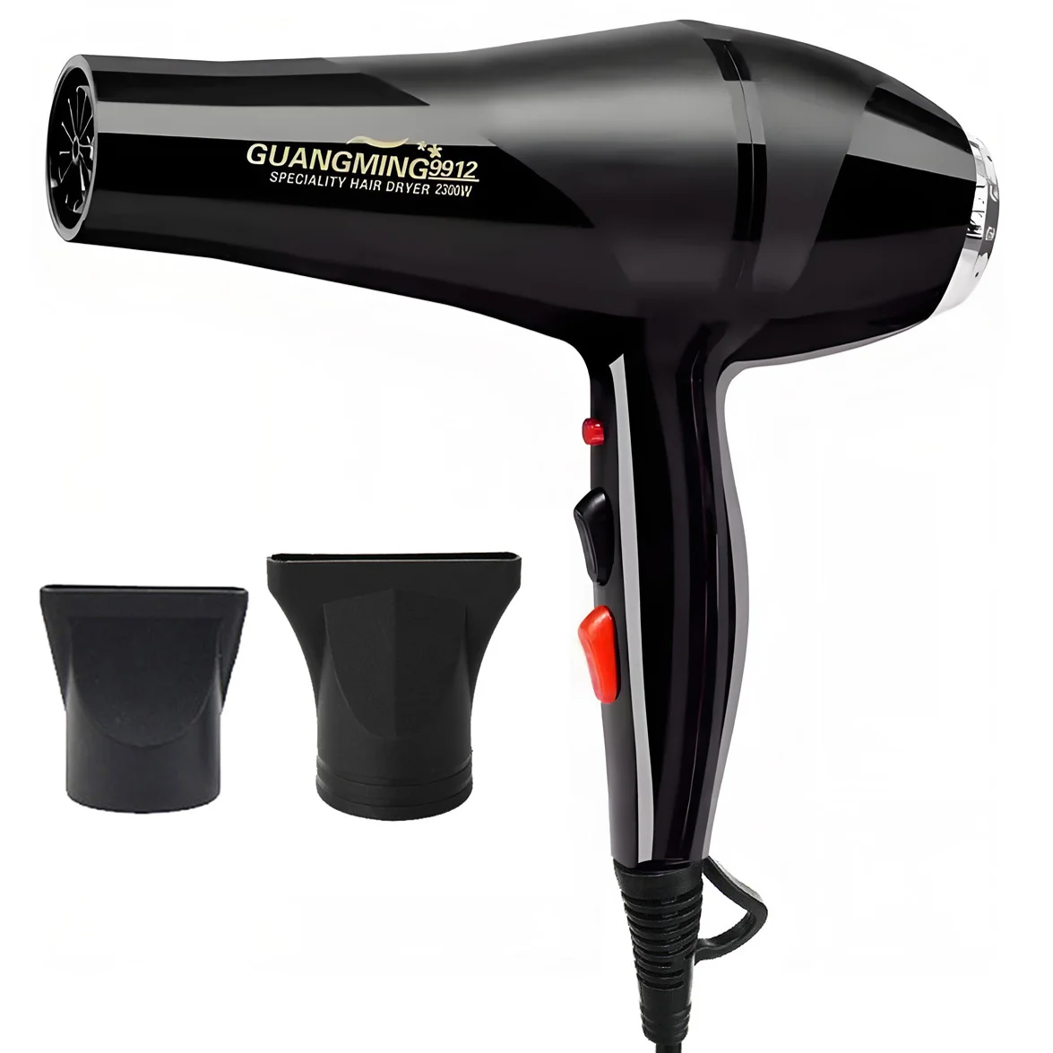 Профессиональный ионный фен для салона, мощный фен мощностью 2200 Вт, легкий, для путешествий, для нормальных и вьющихся волос, включает 2 насадки