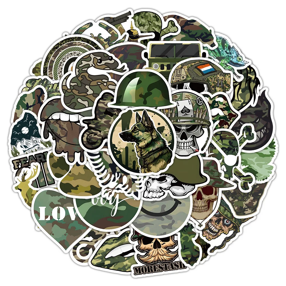 10/30/50PCS Cartoon Camouflage Sticker Laptop DIY Guitar Refrigerator Luggage Skateboard Bicycle Waterproof Decoration Wholesale