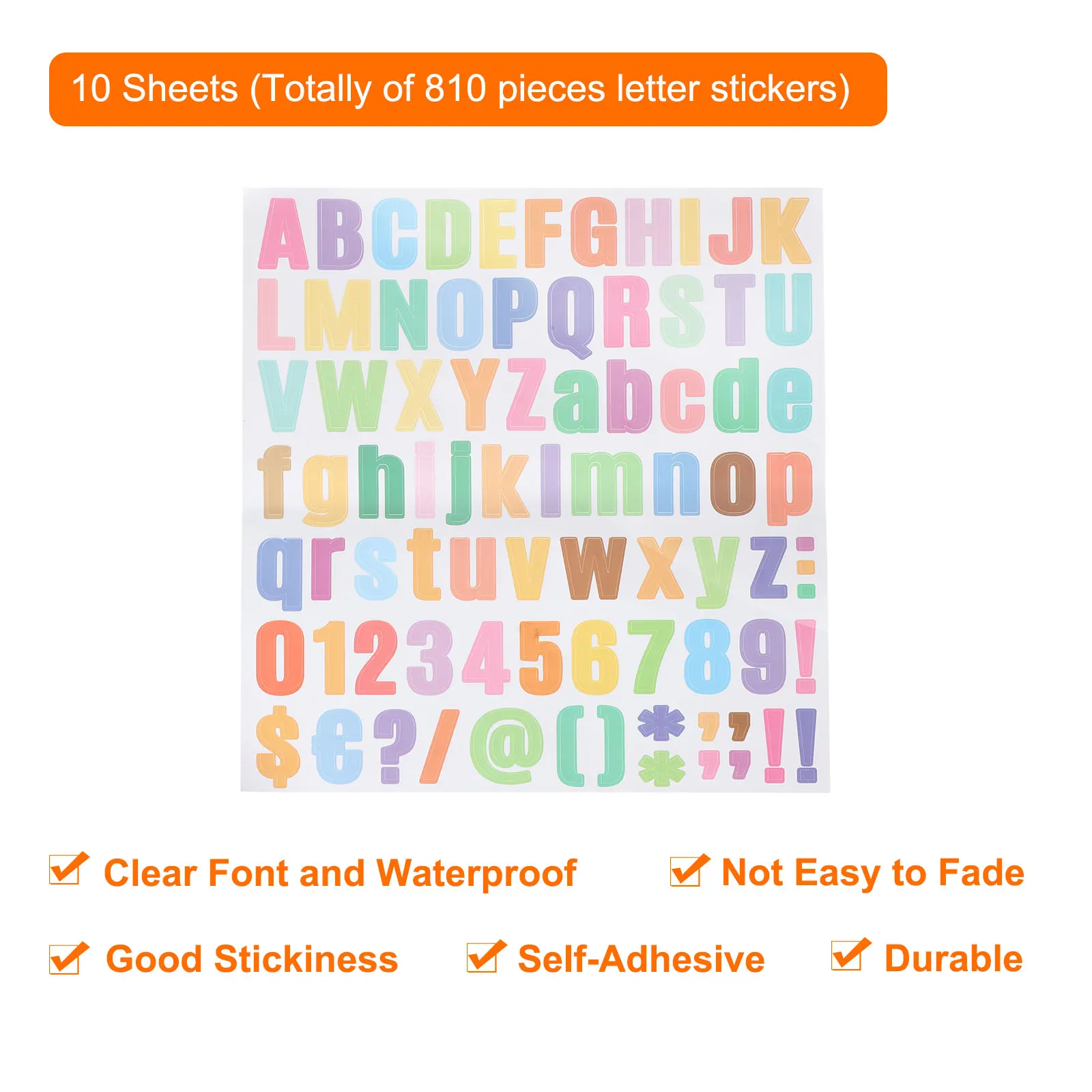 10Sheet Vinyl Letter Stickers 1Inch Color Self-Adhesive Cute Alphabet Number Stickers for DIY Craft Art Making Gift Cards Decals