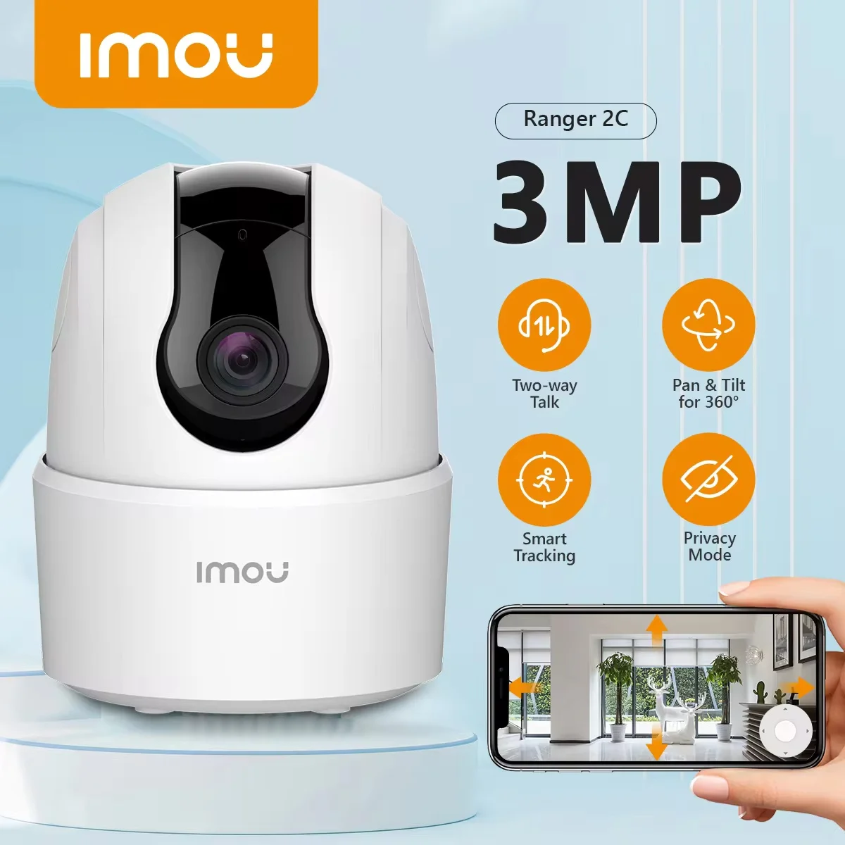 IMOU Ranger 2C 3MP One-touch Call Indoor Wifi Camera 360° Coverage Portection Two Way Talk Security IP Camera Video Surveillance