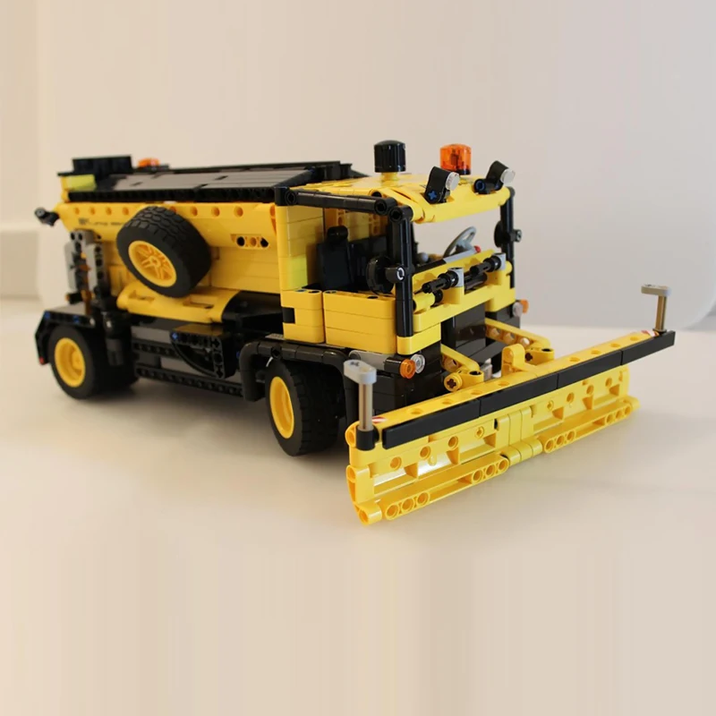 City Car Model MOC Building Bricks Snow Plough And Sand Spreader Modular Technology Gifts Holiday Assemble Children Toys Suit