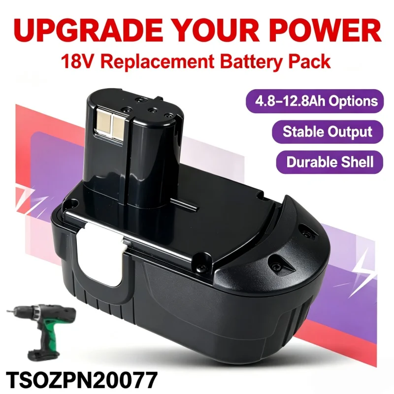 4.8/6.8/9.8/12.8Ah 18V NI-MH High Capacity Battery, Compatible with Power Tools EB1812S EB1814SL EB1820L EB1824L EB1826HL