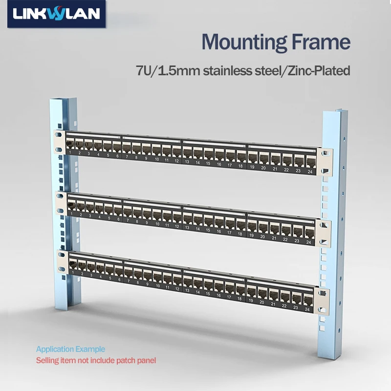 Linkwylan 1 Pair (2pcs) Of 7U Cabinet Mounting Frame / 7U Mounting Rail / 7U Wall Mounting Bracket Metal Frame