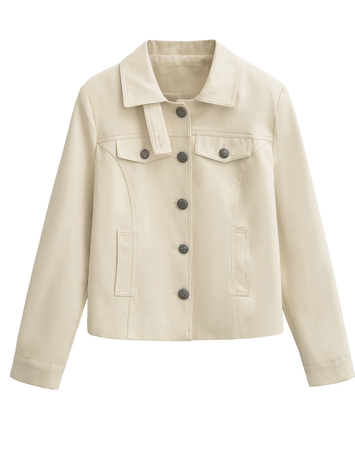 

Спецодежда в американском стиле ретро Sle ort Casual Jaet Женская универсальная утягивающая повседневная одежда из хлопка Long Sve на пуговицах