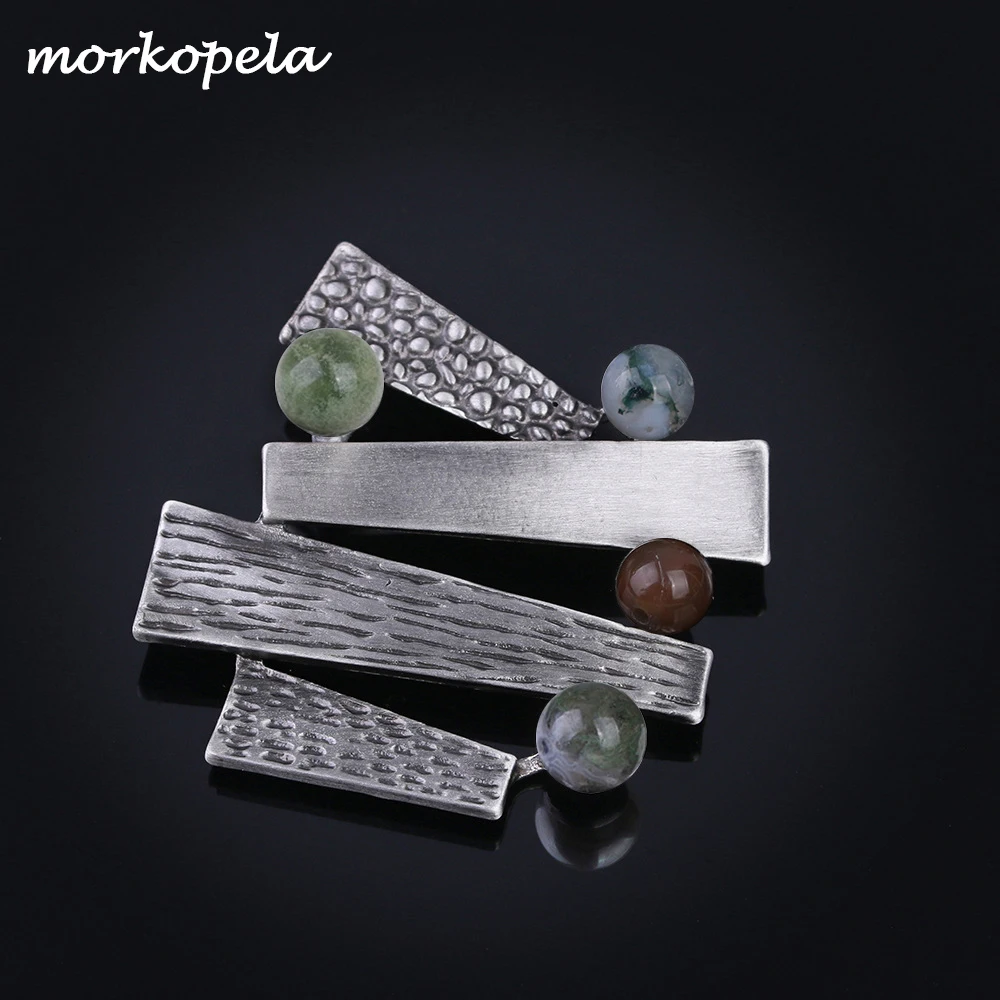 Morkopela Natural Stone Brooch Pin Vintage Brooches for Women Large Broach Suit Dress Pin Jewelry Party Pins Accessories