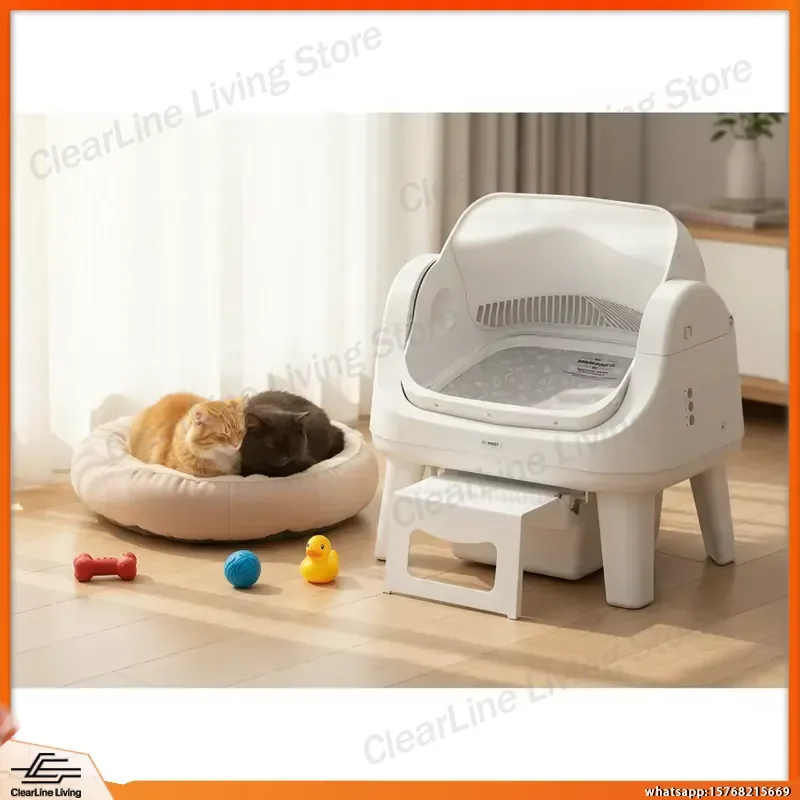

Automatic Cat Litter Box Smart Self Cleaning Large Capacity Odor Control Eco Friendly Easy to Clean Plastic Indoor Pet Toilet