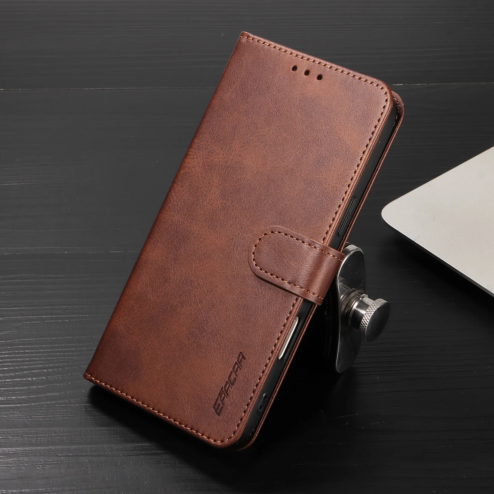 Faux Leather Phone Case for Samsung A56 A36 A26 A16 A15 A12 A06 A05 Light Luxury Phone Cover Built-in Stand Card Holder view 3