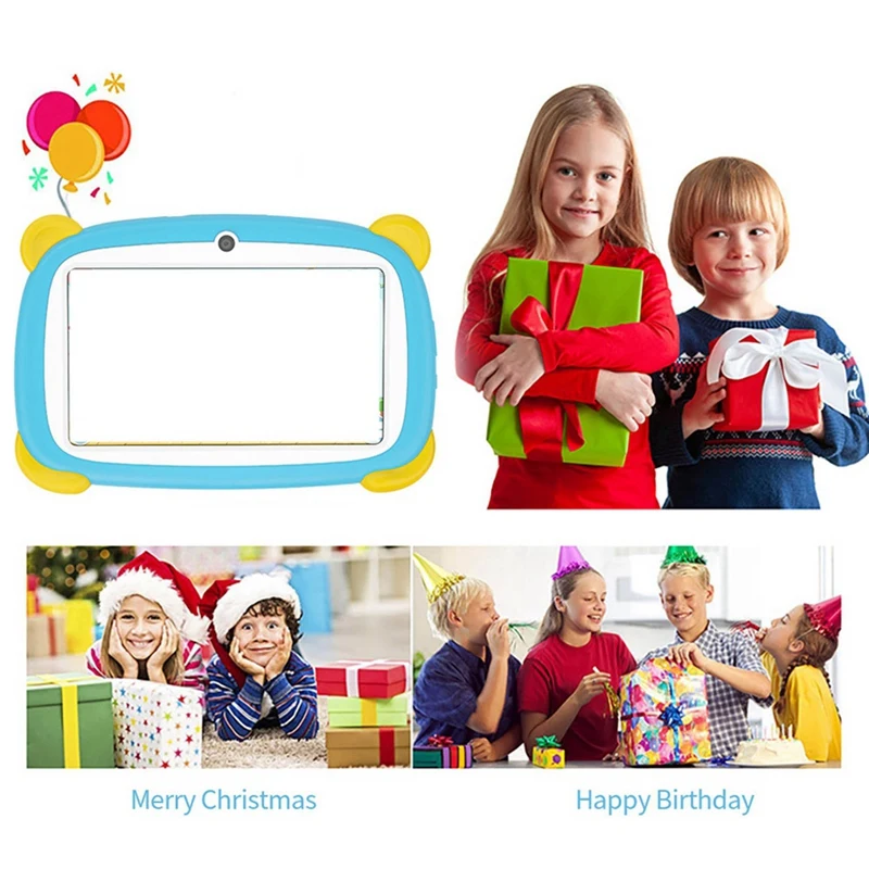 7-Inch Children's Tablet Wifi Version IPS Screen Dual Card Explosion-Proof Screen Four Corners Anti-Fall EU PLUG