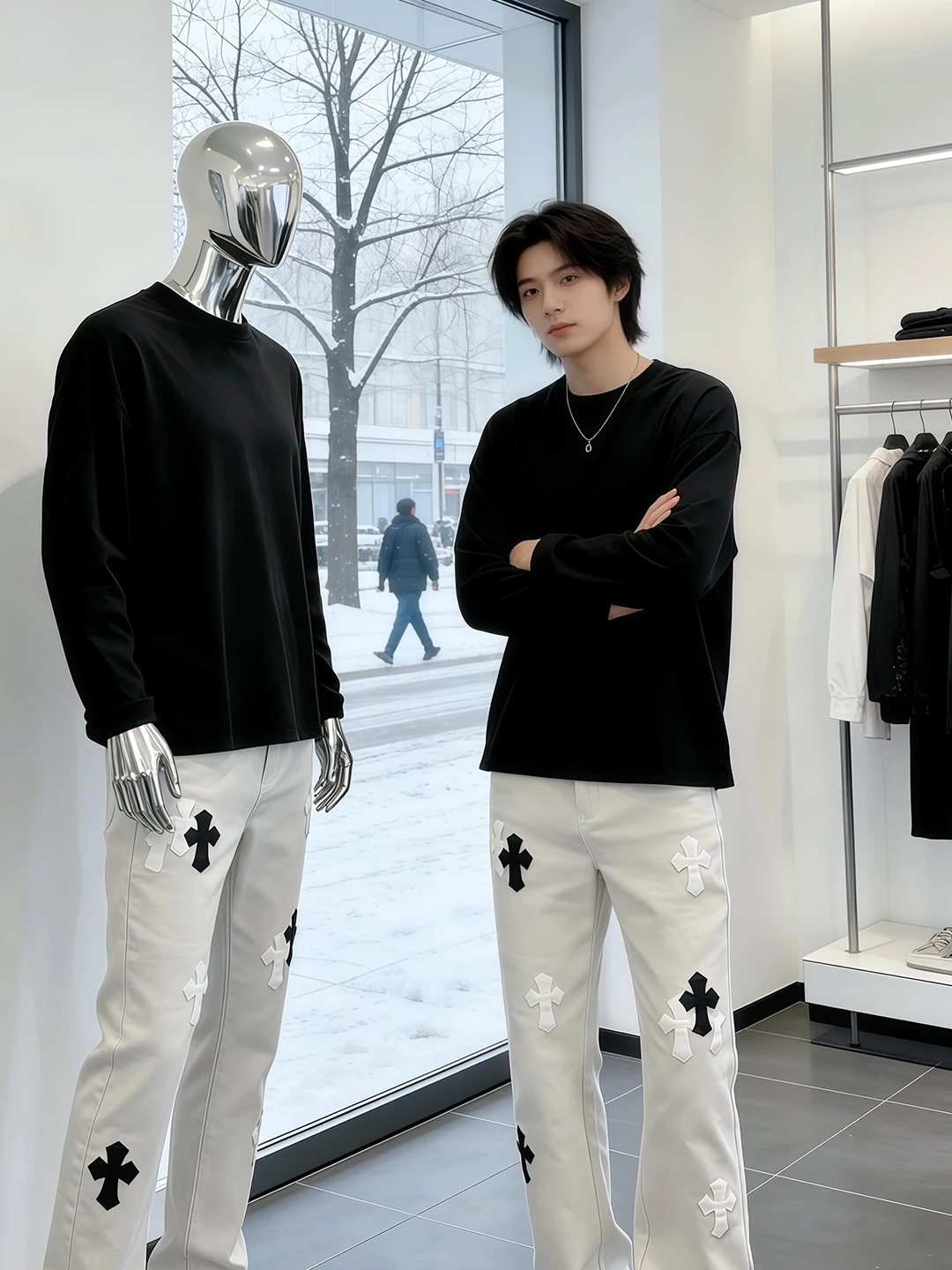 

Мужская футболка из чистого хлопка с длинным рукавом, свободного кроя, с круглым вырезом, базовый слой, удобная, мягкая, повседневная, весенняя мода