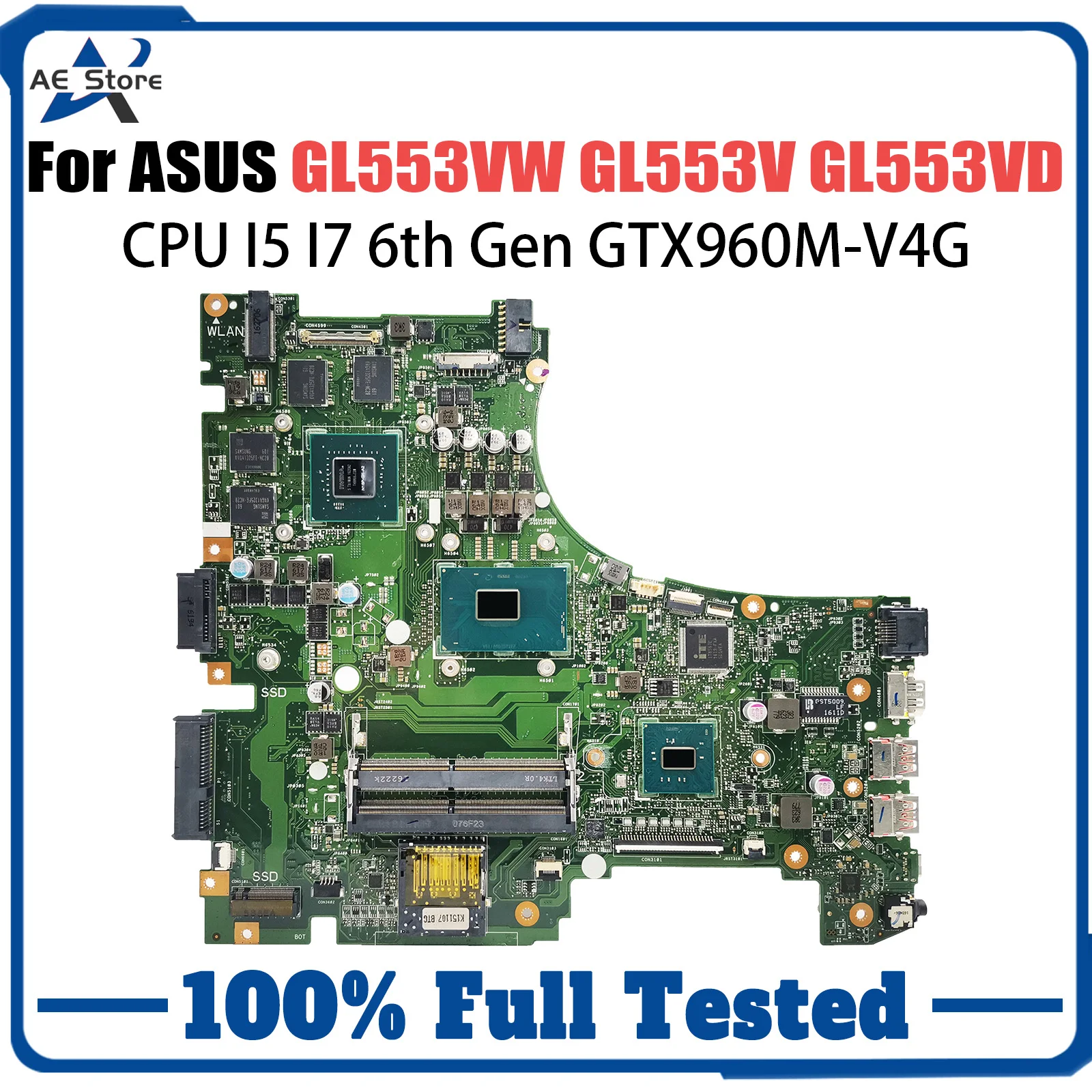 

GL553VM Mainboard For Asus GL553V GL553VD GL553VE GL553VW FX53VD FX53V Laptop Motherboard i5-6300HQ i7-6700HQ GTX960M/4G