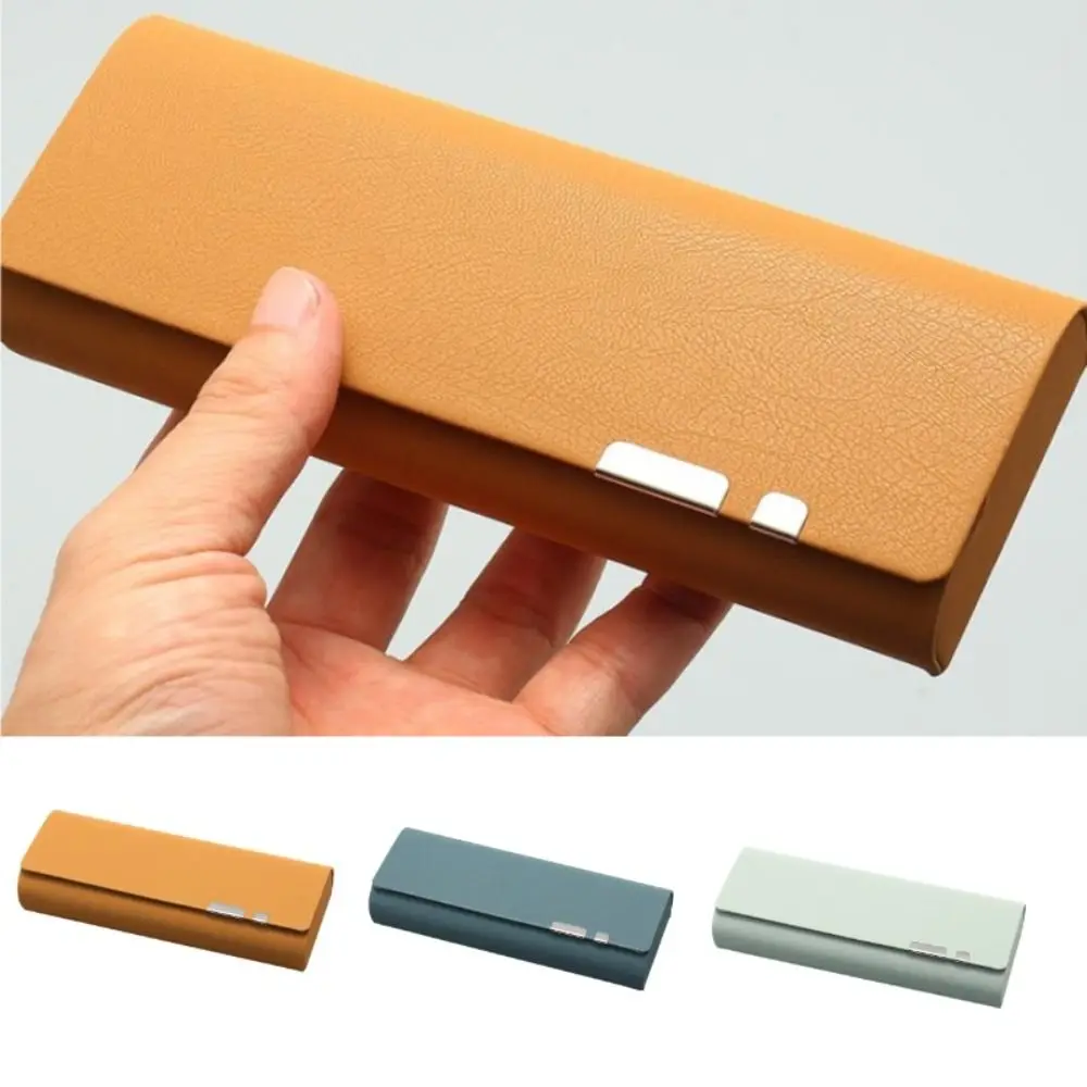 PU Leather Glasses Box New Hard Shell Anti-stress Glasses Storage Box Solid Color Eyeswear Case Women