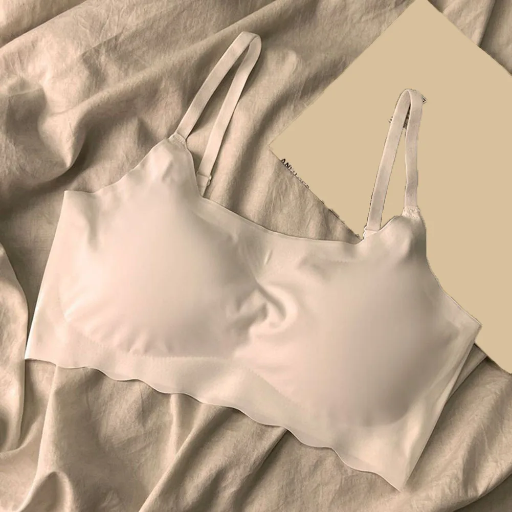 Ice Silk One Size Bra Solid Color Women's Fashion Simple Skin Friendly Yoga Exercise Breathable Sleep Bra No Steel Rim Underwear