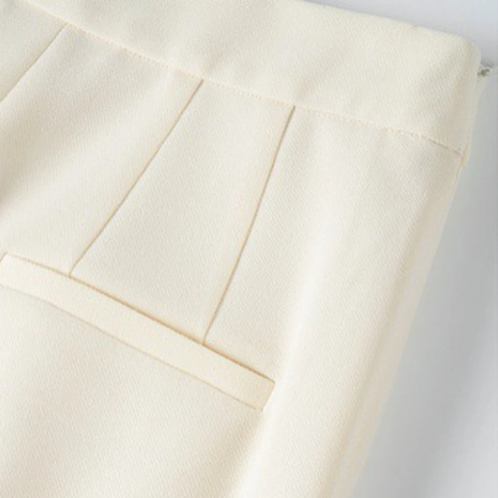 TWOTWINSTYLE Apricot Spliced Lace Two Piece Set Female Lapel Long Sleeve Jacket Office Luxury Women's Trousers Set Fashion New