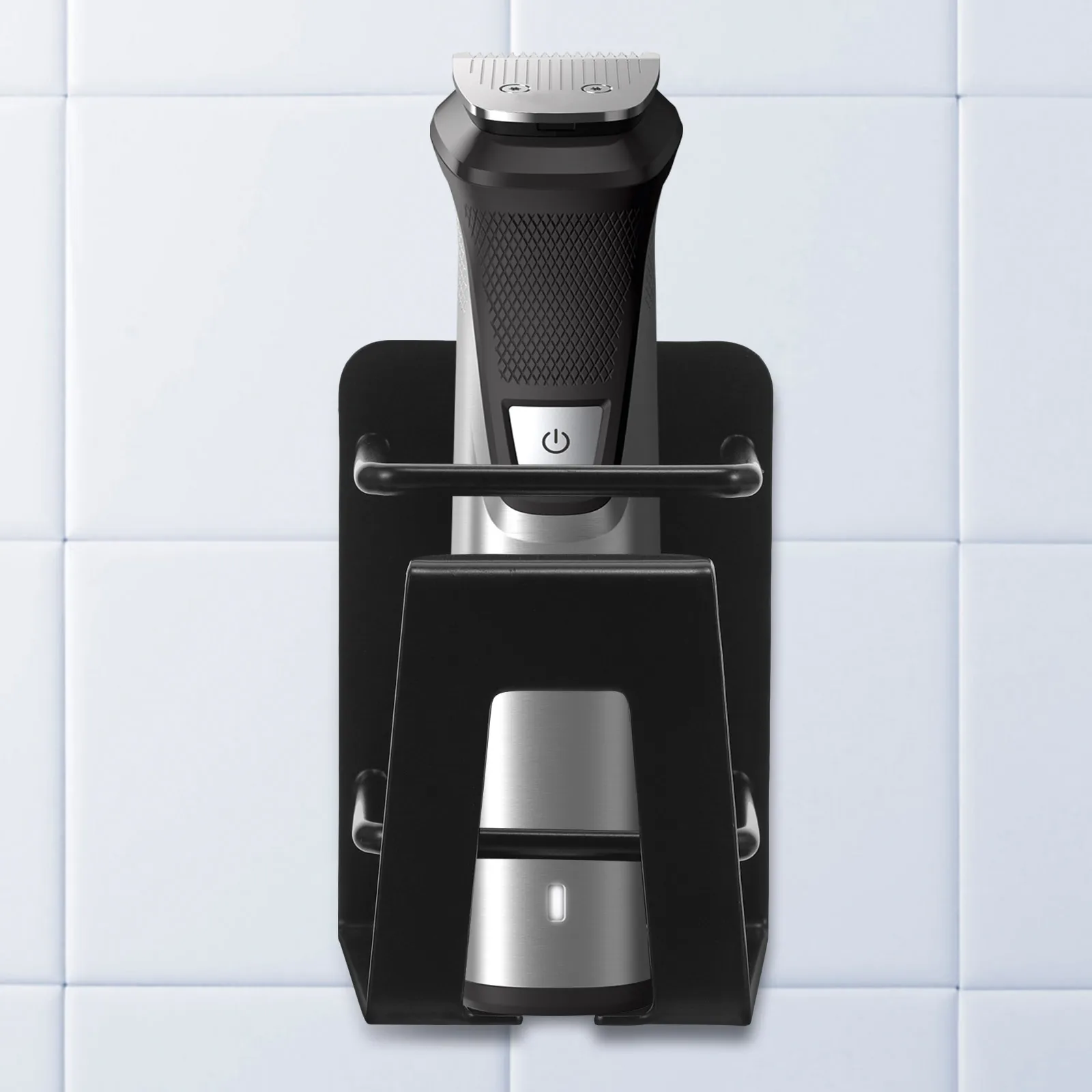 

Stainless Steel Razor Holder Black No Hole Shaver Rack Wall Mount Bathroom Electric Razor Holder Stand Storage