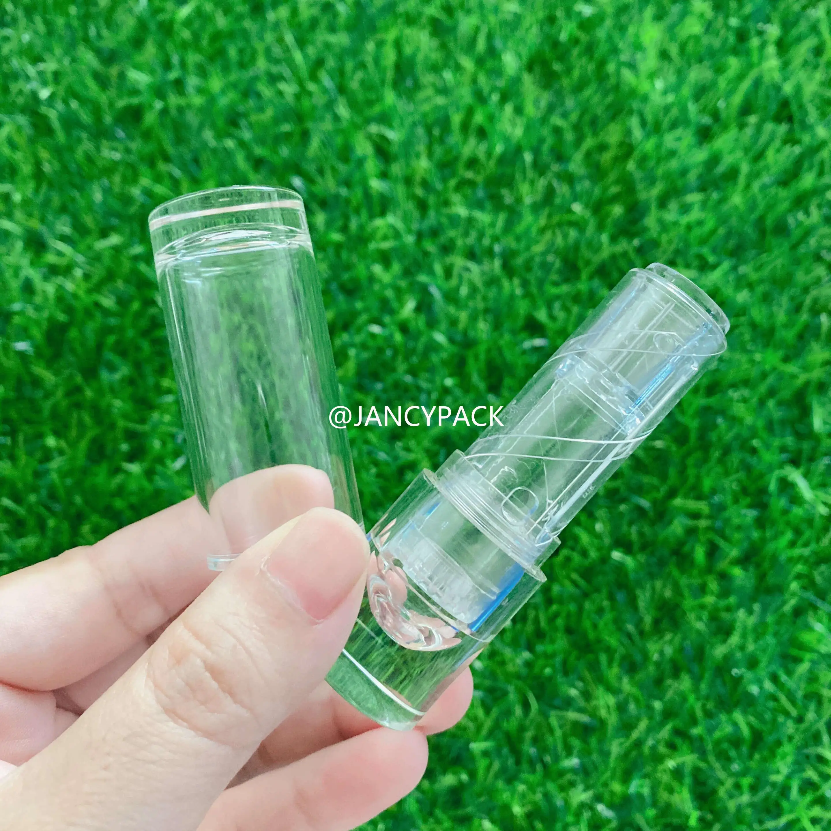 3.5g Full Transparent clear D12.1MM Empty Plastic Lipstick Tube Container Wholesale Round Lip Balm Case Private Label