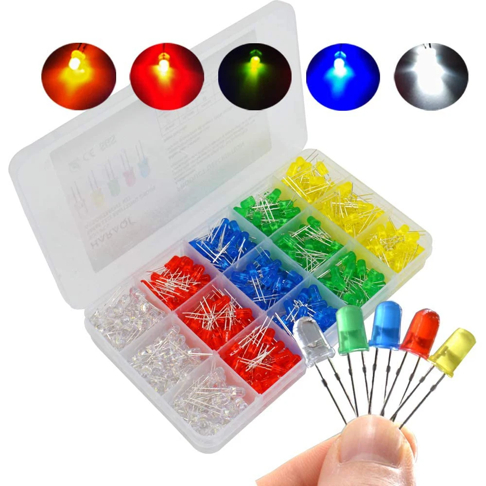 100 Pcs 3 5mm LED Light Emitting Diode Assortment Electronic Kit Low Voltage Diffused Diode for DIY PCB Circuit Indicator Lights