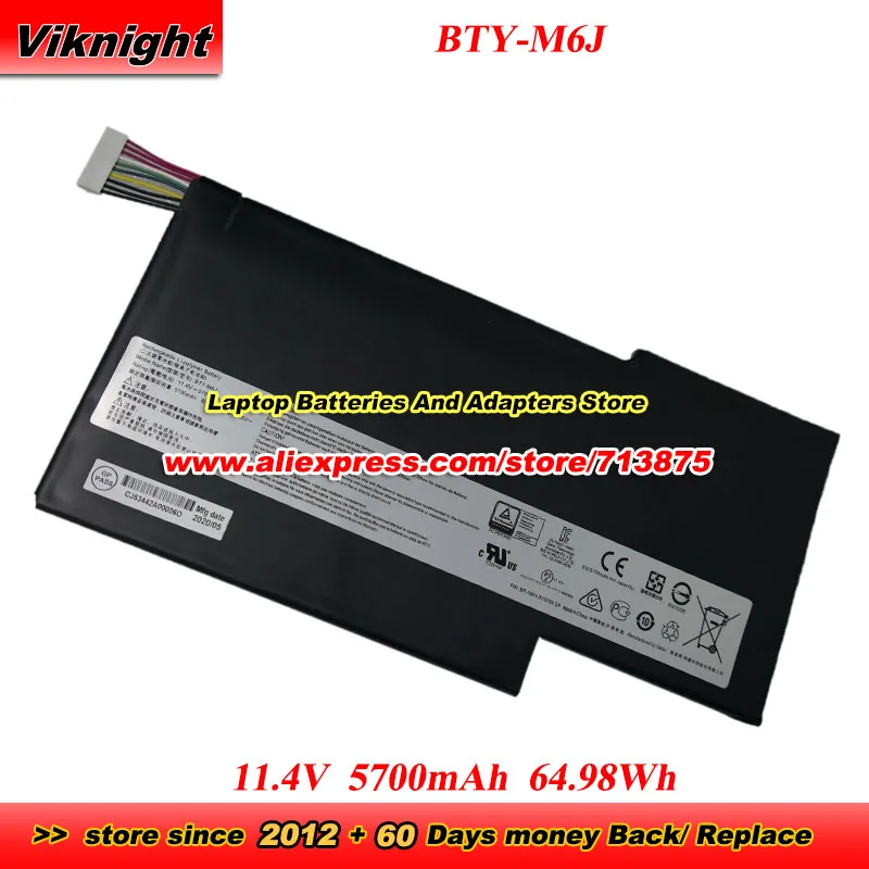 BTY-M6J Battery BTY-U6J 11.4V 5700mAh 64.98Wh for MSI Bravo 15 A4DC A4DDR GS63 GS63VR GS73 GS73VR WS63 WS63VR MS-16K4 MS-17B1