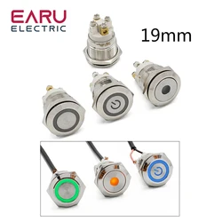 19mm 22mm Reset Momentary Metal Push Button Switch LED Light 12V 24V 110V 220V 4 Screw Foot Waterproof Car Power Button Switch