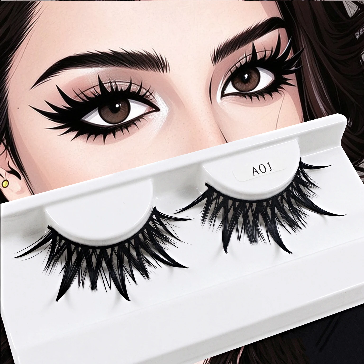 New Design Fashion False Eyelashes Cosplay Dramatic Spike Wet Lashes Makeup Manga Fake Eyelashes
