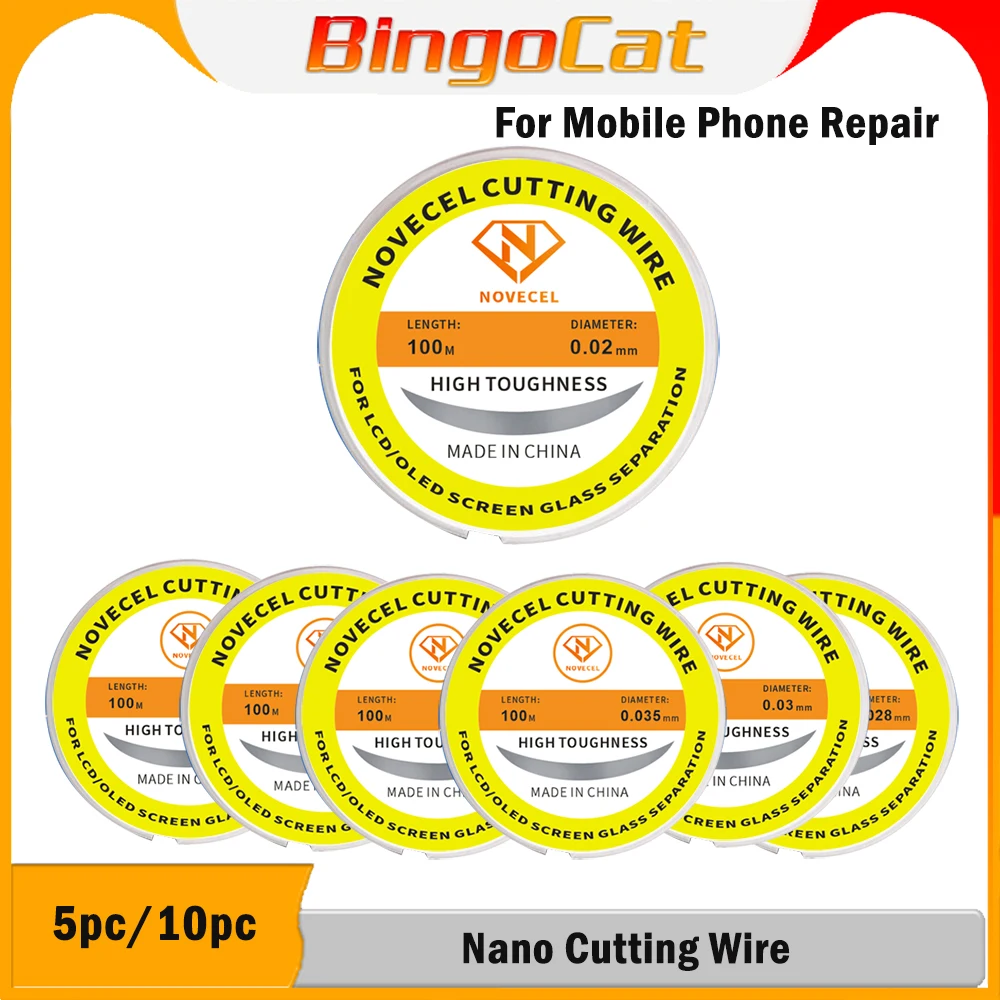 Novecel 5pc 10pc 0.02mm 0.025mm 0.028mm 0.035mm High Hardness Gold Wire For Phone LCD Screen Cutting Line Separator Repair Tool