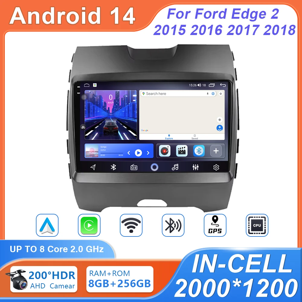 

Автомобильный мультимедийный плеер на Android 14 для Ford Edge 2 2015 2016 2017 2018, видеопроигрыватель, Авторадио, навигация GPS, радио, 4G, Wi-Fi