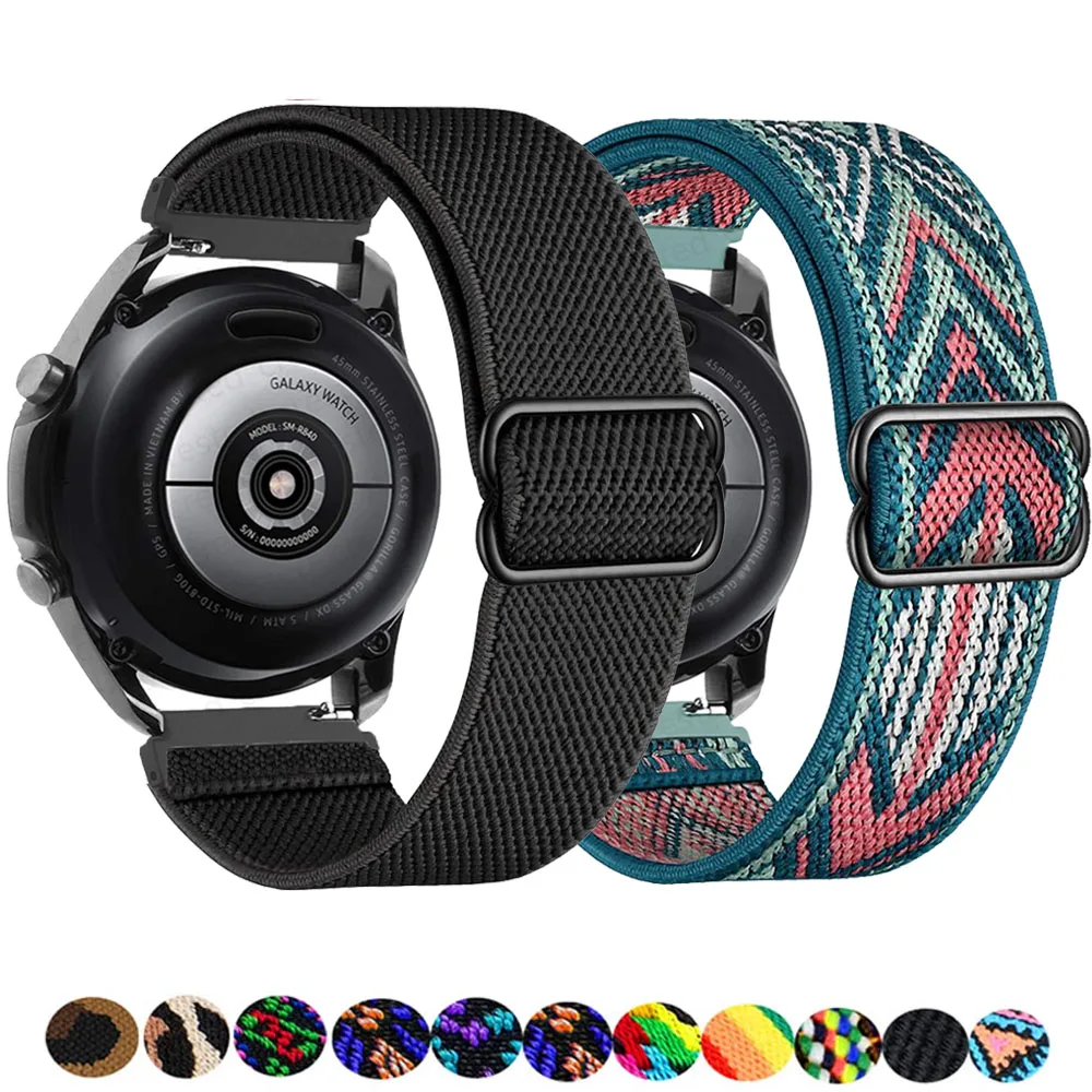 20mm/22mm Strap For Samsung Galaxy watch 6/5/4/Classic/3/Active 2/46mm/Gear S3 Adjustable Nylon bracelet Huawei GT/2/3 Pro band