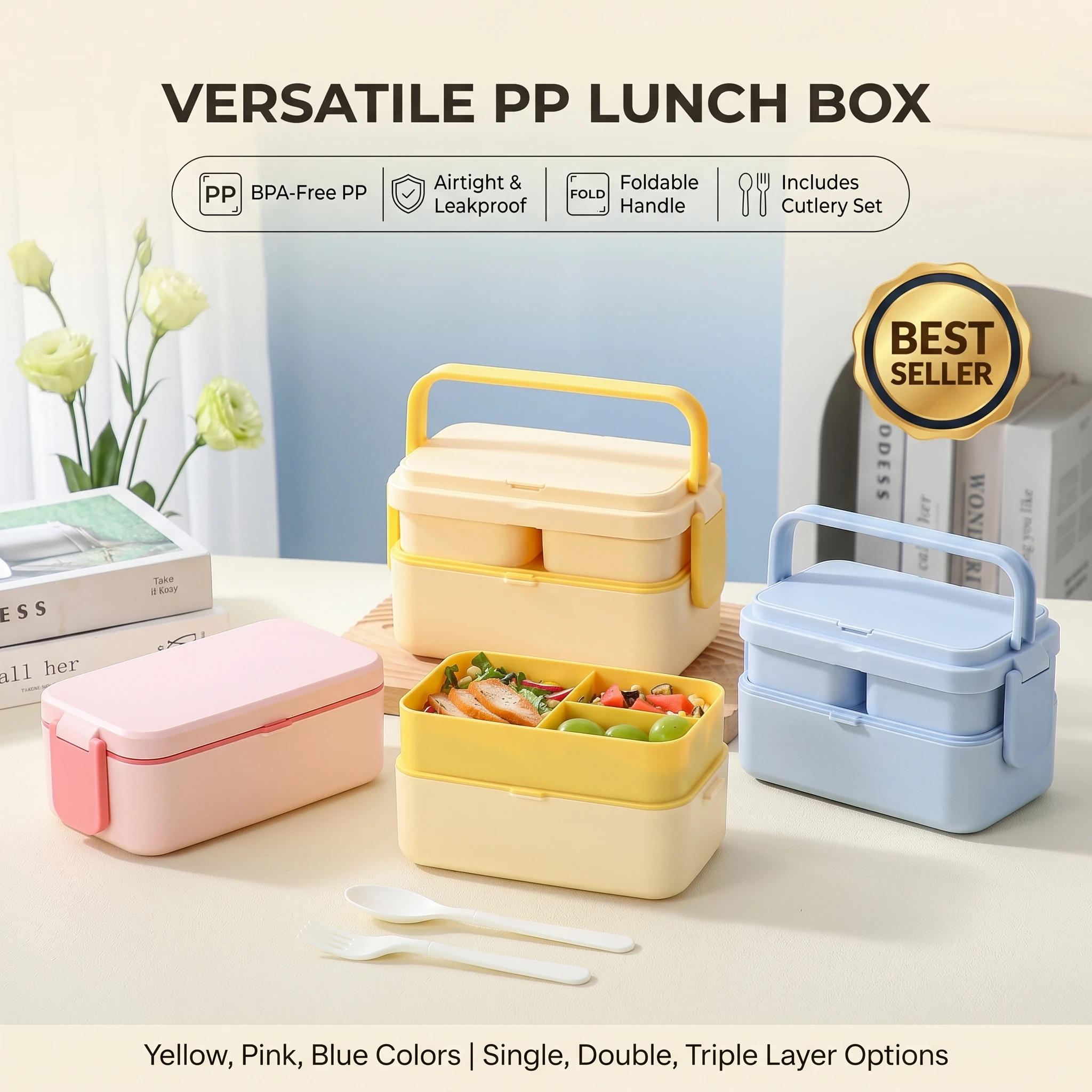 Meal Prep Gym - Magische Bento-Box, doppellagige Lunchbox, Essenszubereitung, Behälter,