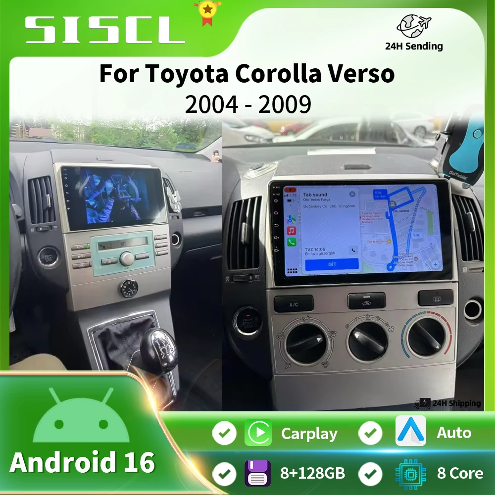 

Carplay Stereo Car Radio Multimedia Video Player Car Screen For Toyota Corolla Verso 2004 - 2009 8 Core Android Autoradio GPS BT