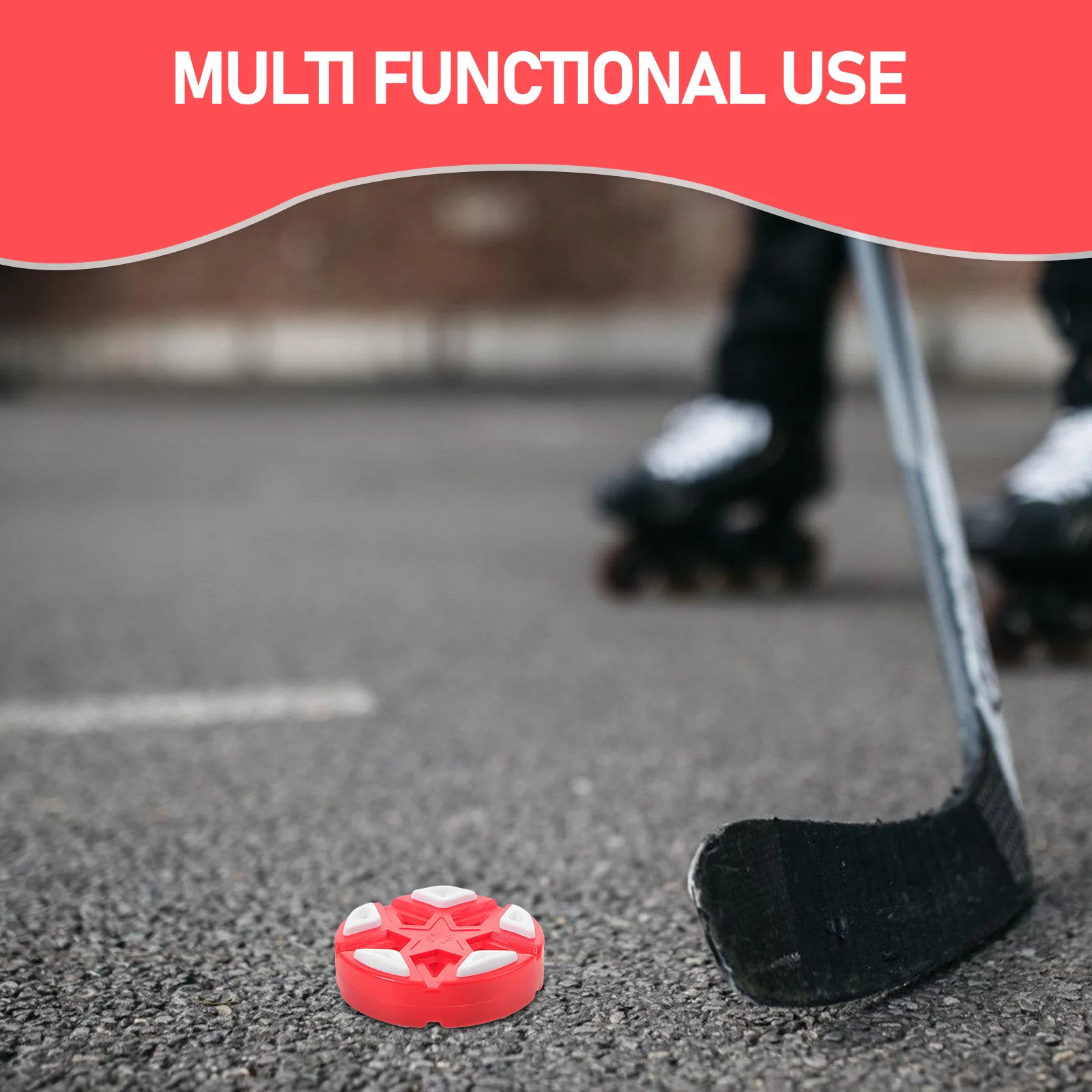 Eishockey-Trainings-Puck, rote getrimmte Oberfläche für Straßenroller, drinnen und draußen, Hockey-Übungen, multifunktionaler Sport