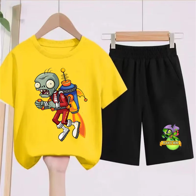 

Printed Kids Zombie T-shirt set Suitable for Boys and Girls aged 2-12 Casual Sports short Sleeved+Shorts T-Shirt Set