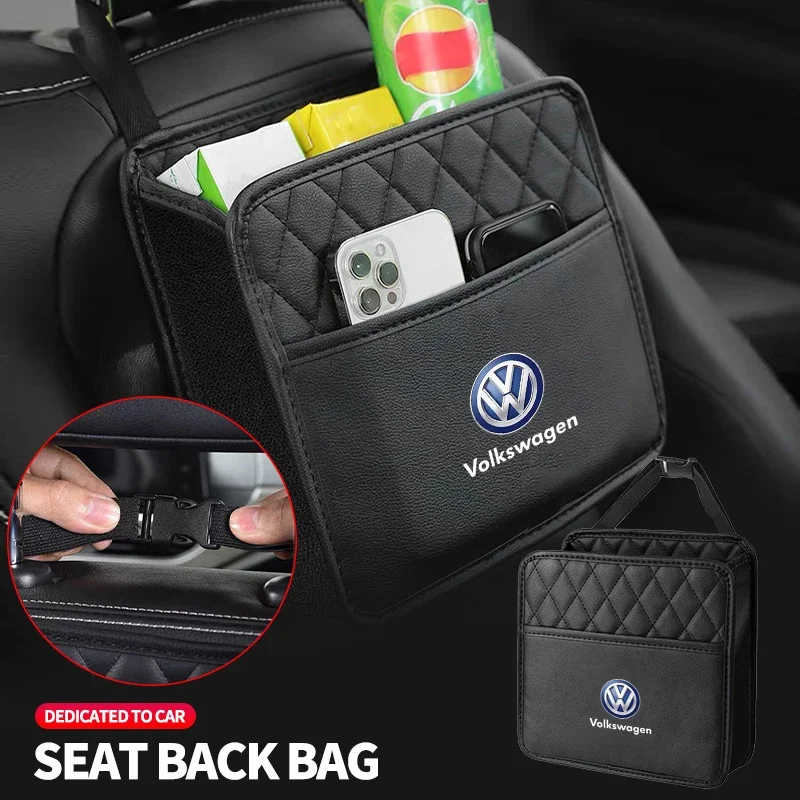 New Car Backseat Luxury Leather Storage Bags Hanging Organizer Box Car Accessorie For Volkswagen VW Jetta Scirocco Polo 6R Rline